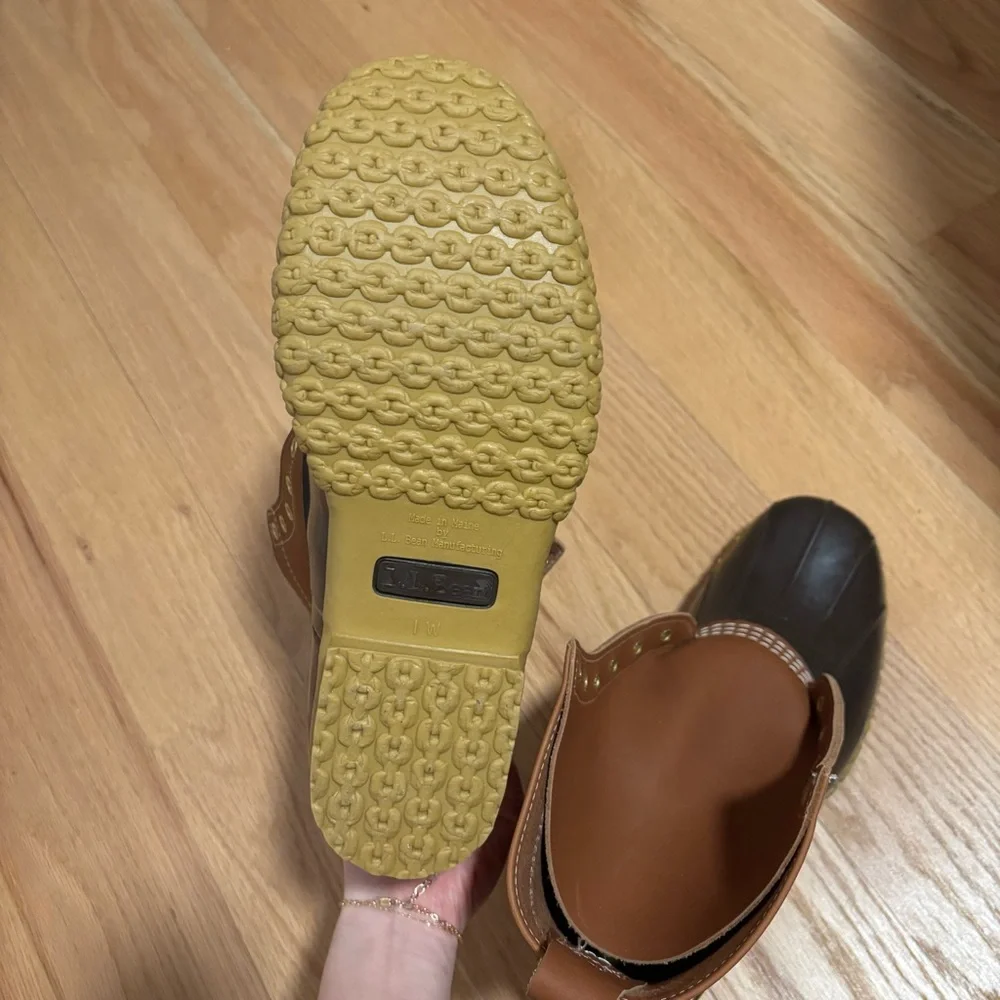 L.L. Bean Tan and Black Rain Duck Boots